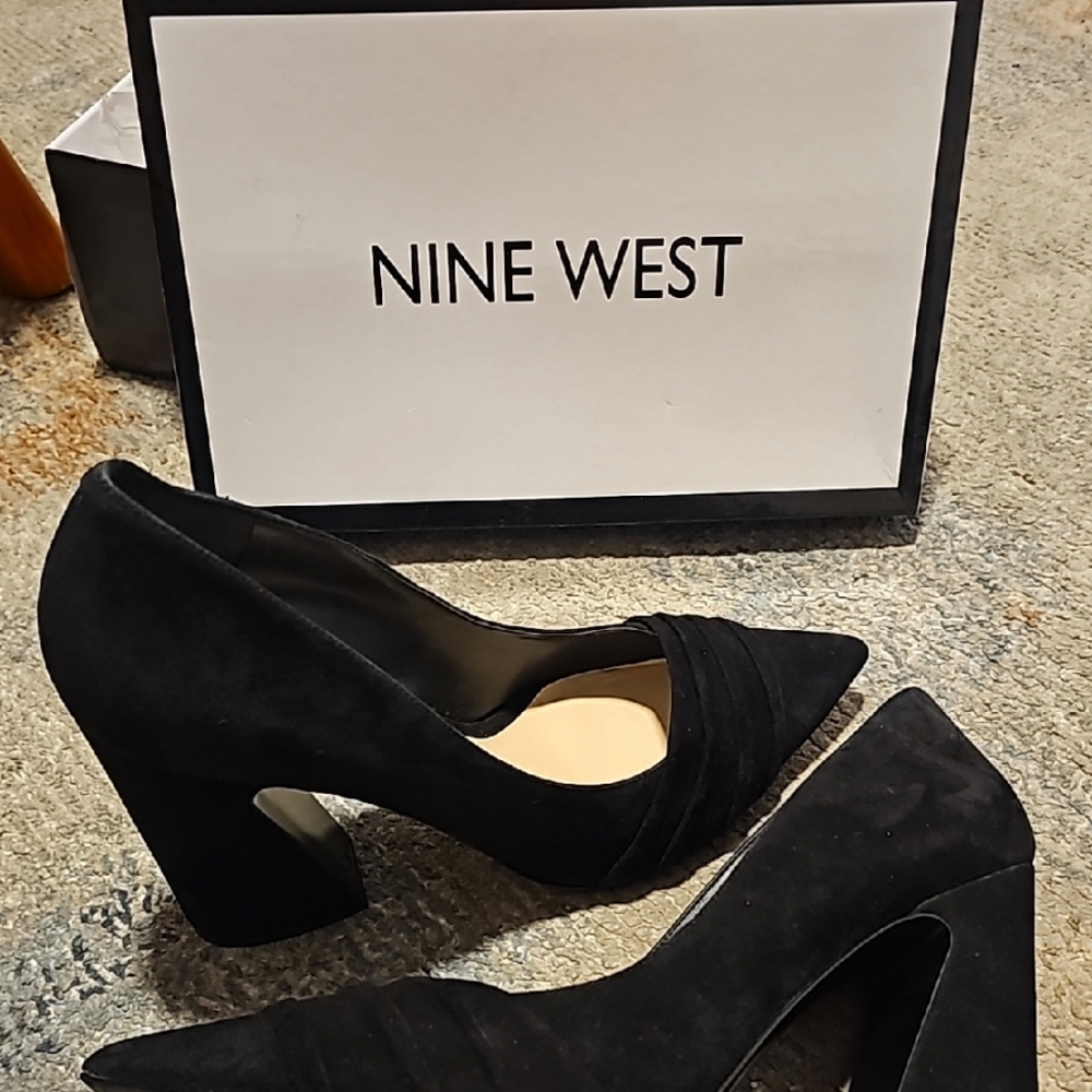 Nine West Black Suede Heels